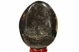 Septarian Dragon Egg Geode - Black Crystals #118737-1